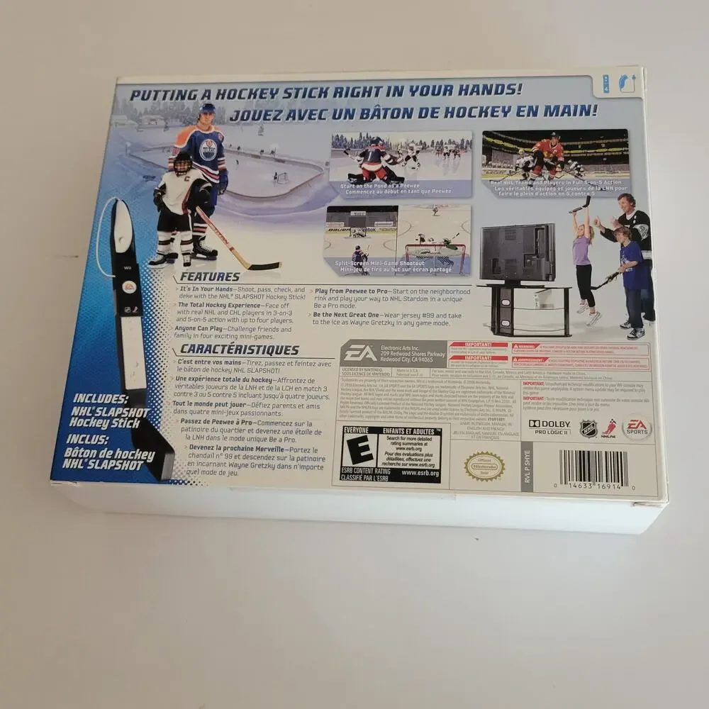 NHL Slapshot Nintendo Wii Bundle Game & Hockey Stick Peripheral Accessory Box